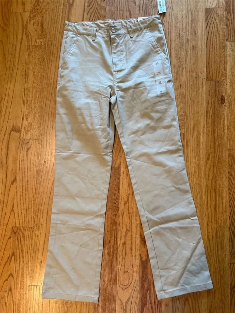 Old Navy Boys Beige Chino Pants Straight Leg Size 16